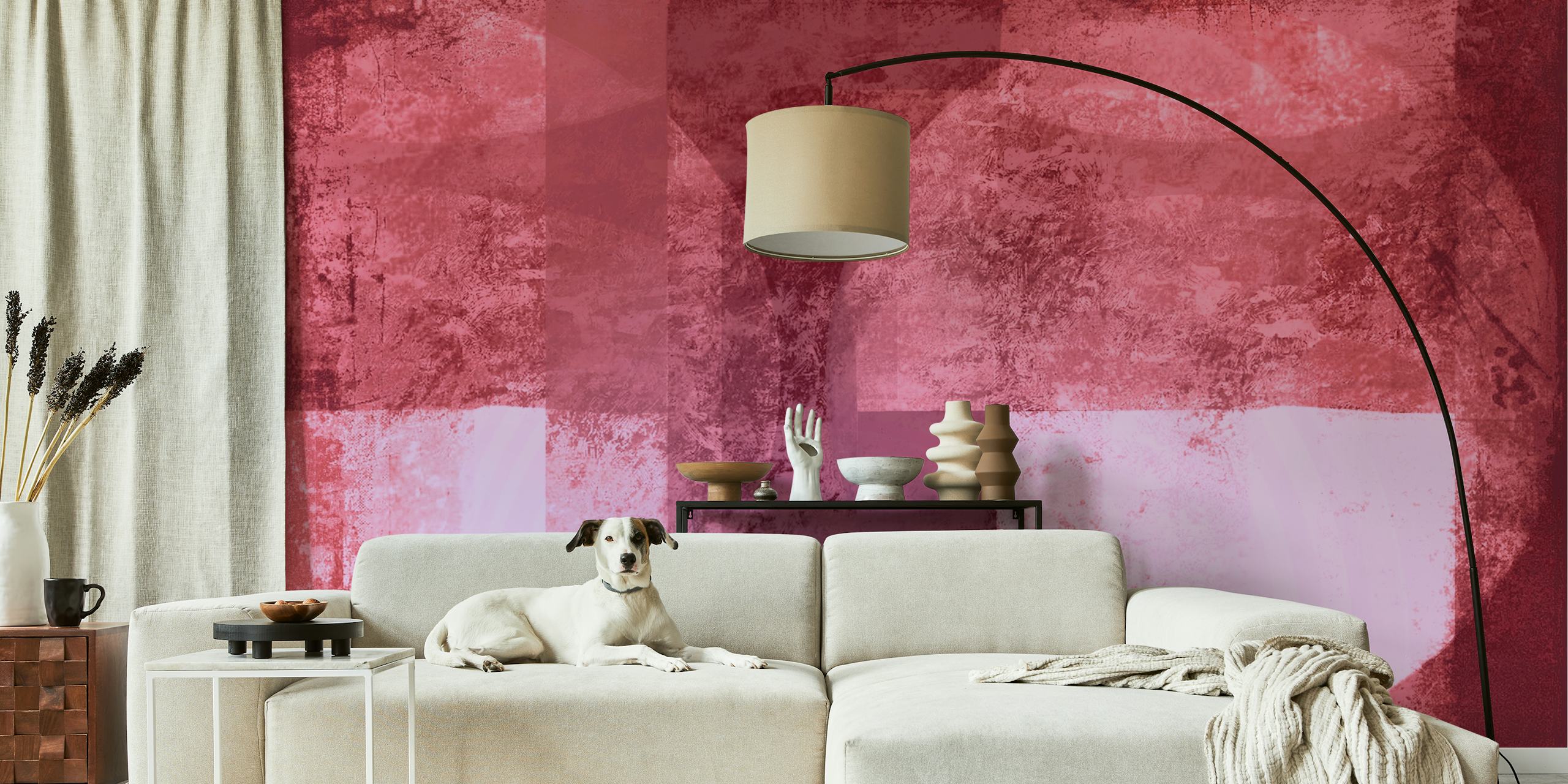 Geometric shapes in warm pink tones wallpaper
