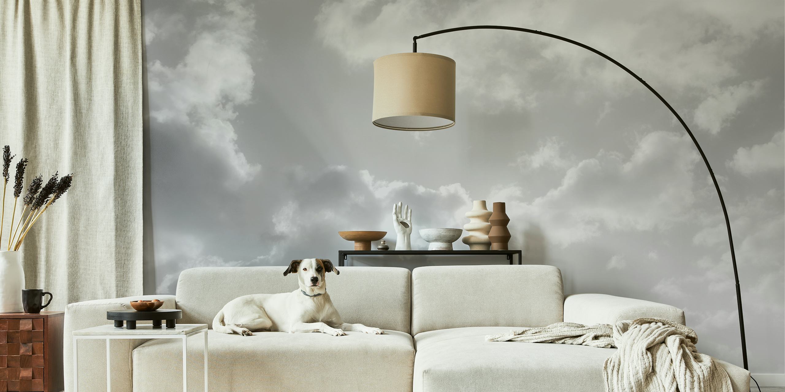 Black and white cloud patterns with light radiance wallpaper