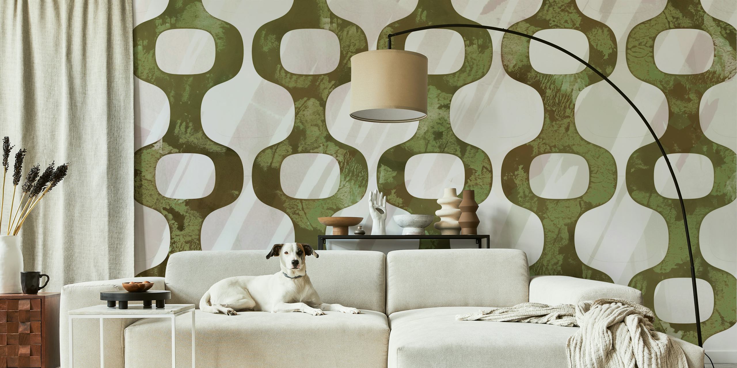 Mid-Century Modern Geometry wallpaper in a room