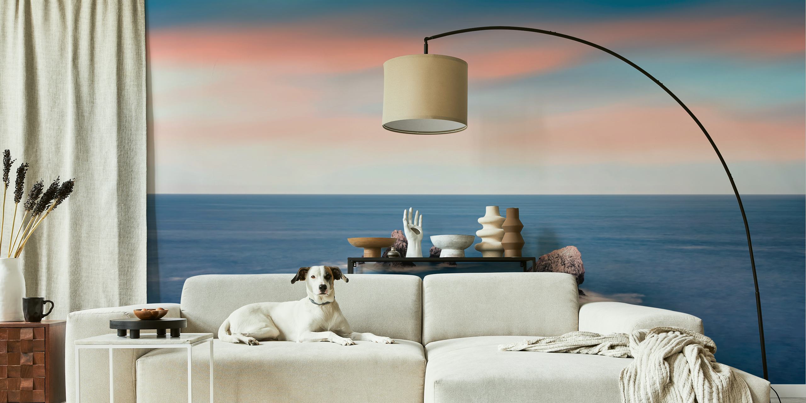Papel de parede Seascape at sunset em um quarto
