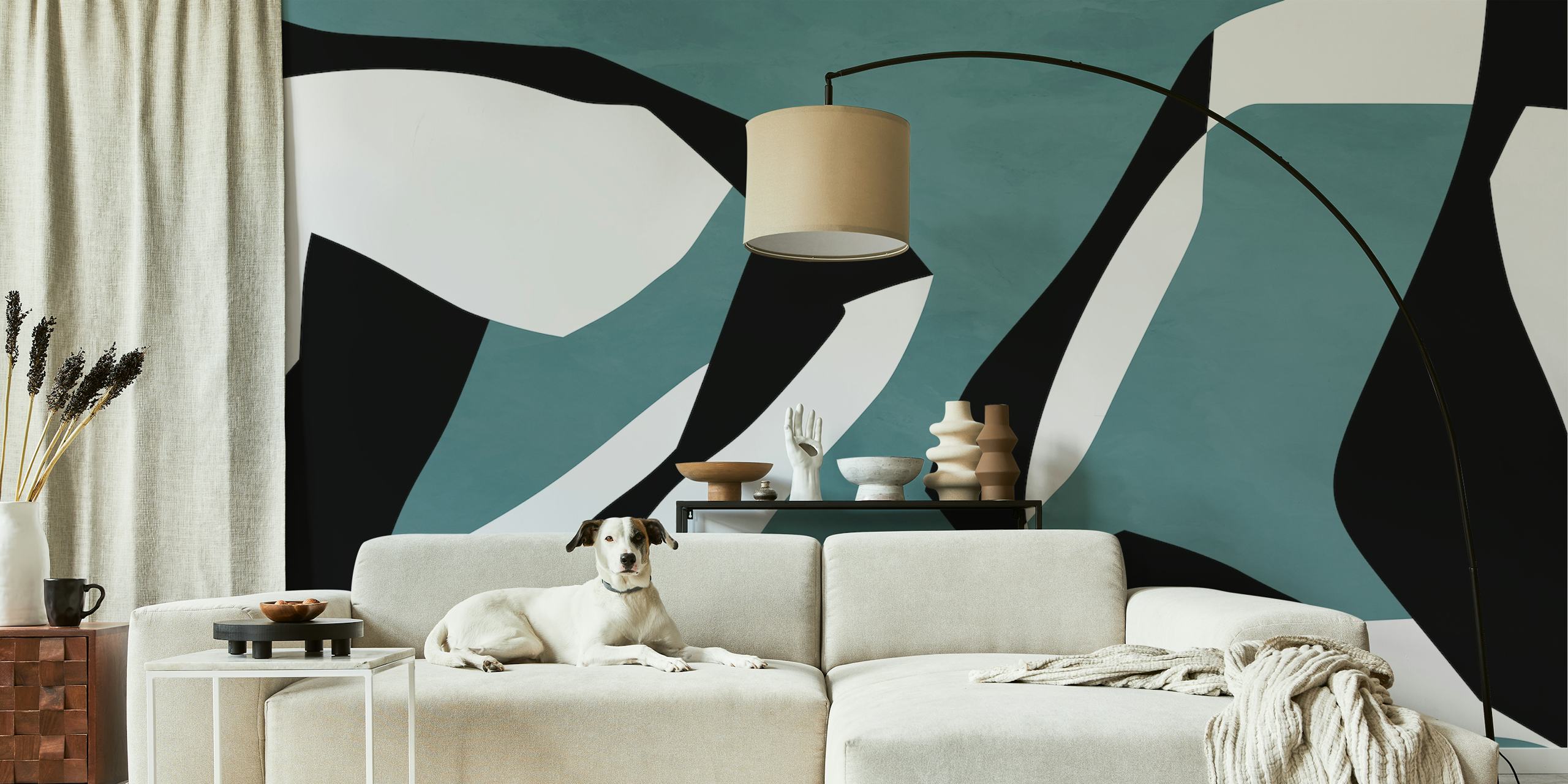 Abstract wallpaper in a modern room