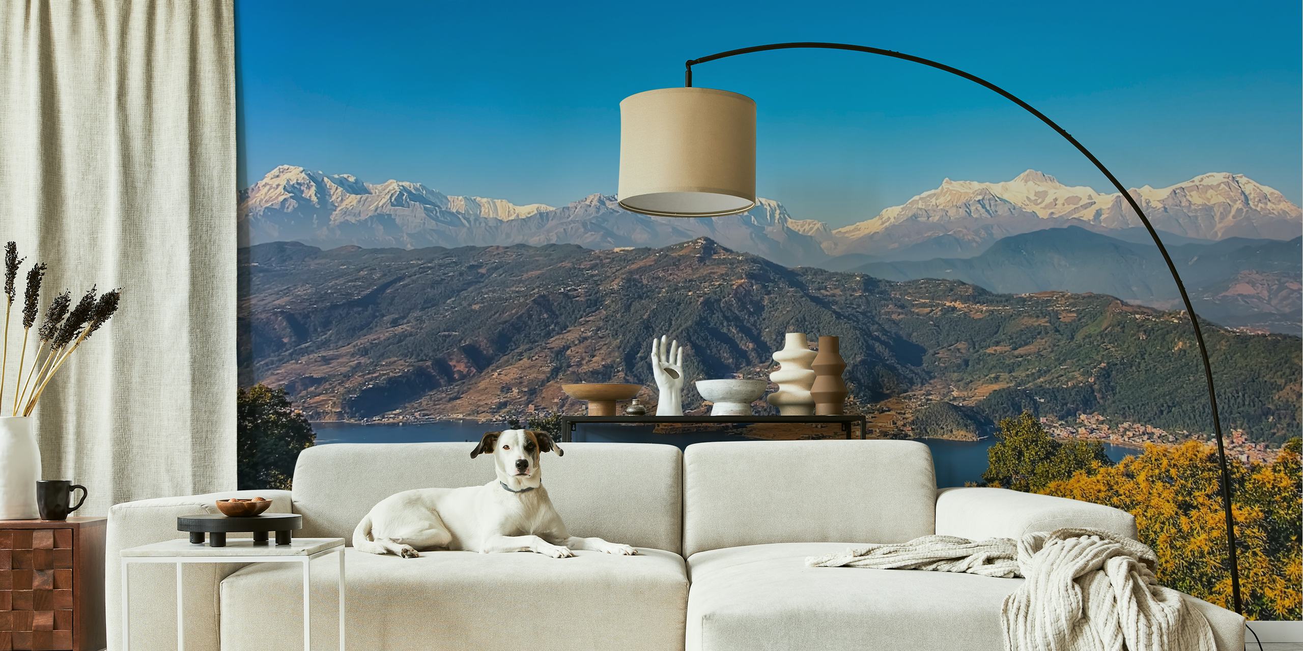 Majestic mountain landscape with trees and lake wallpaper