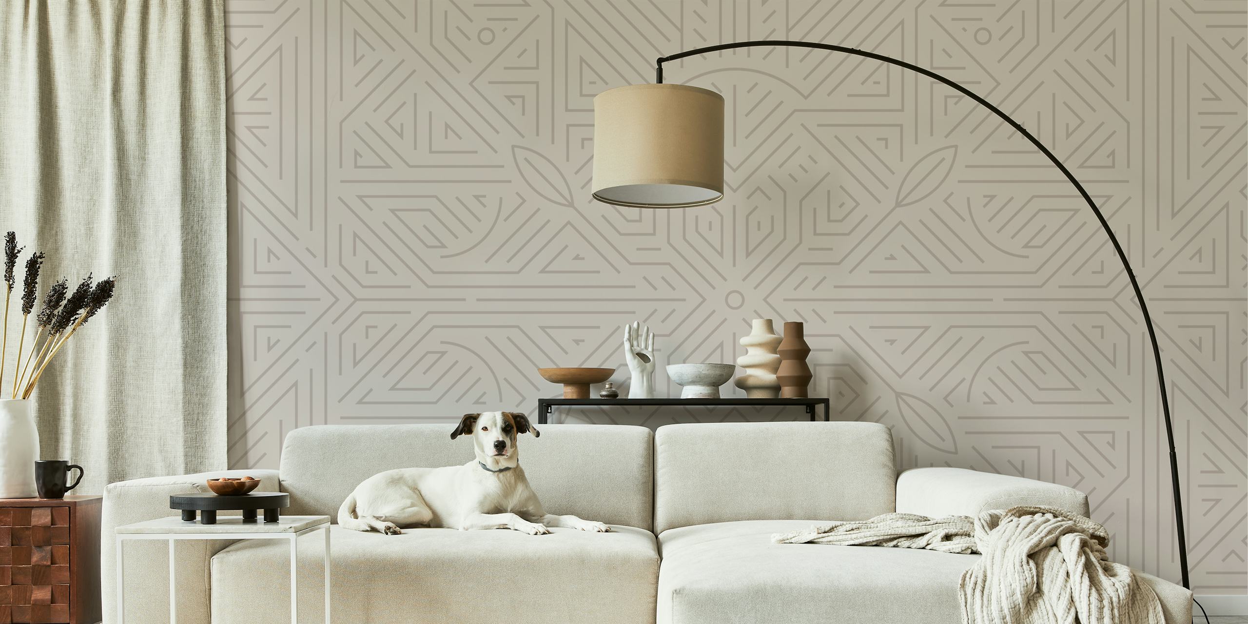 Geometrisches Muster in Beige und Creme Tapete