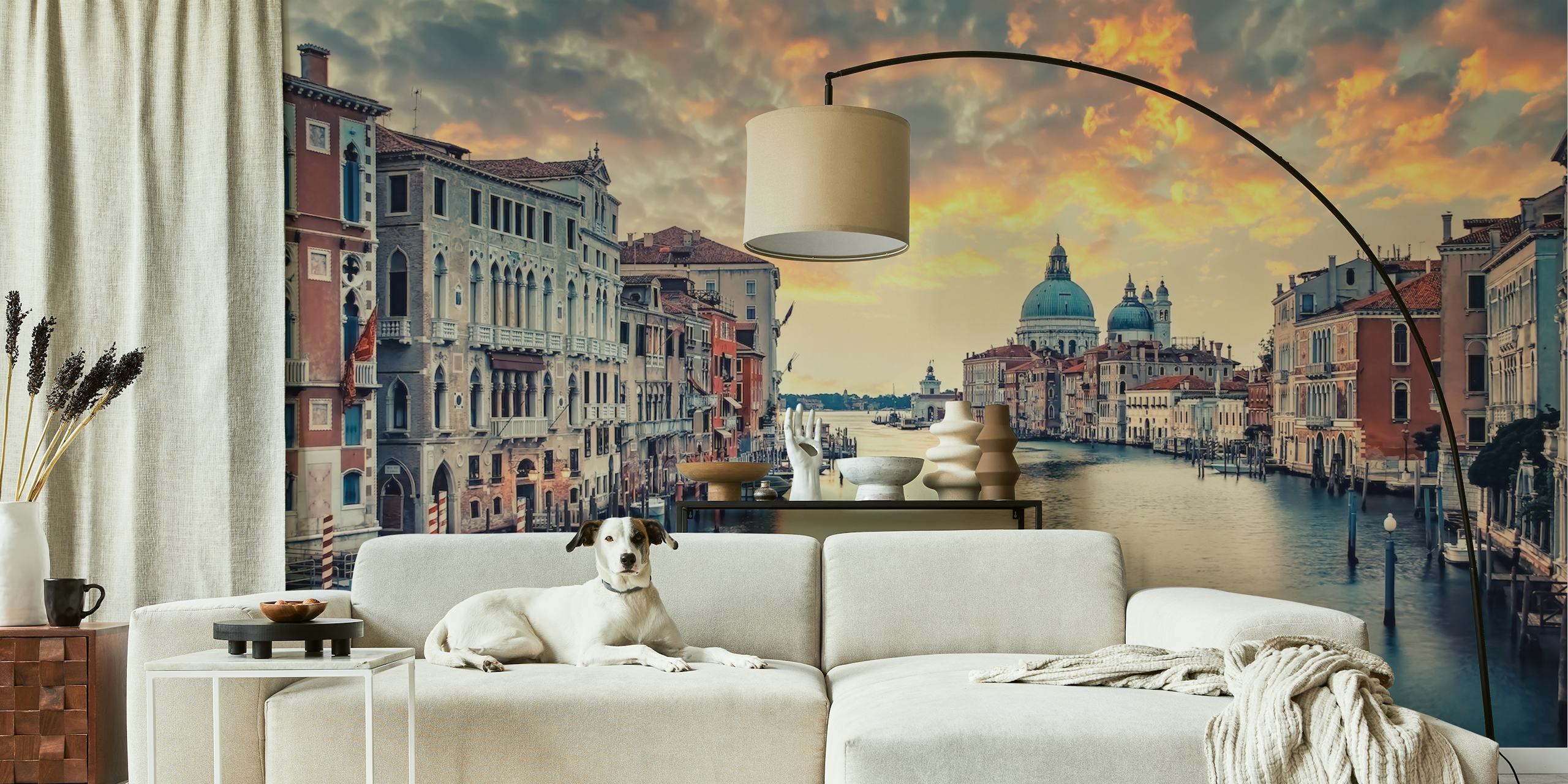 Venetian canals at sunset with warm colors wallpaper