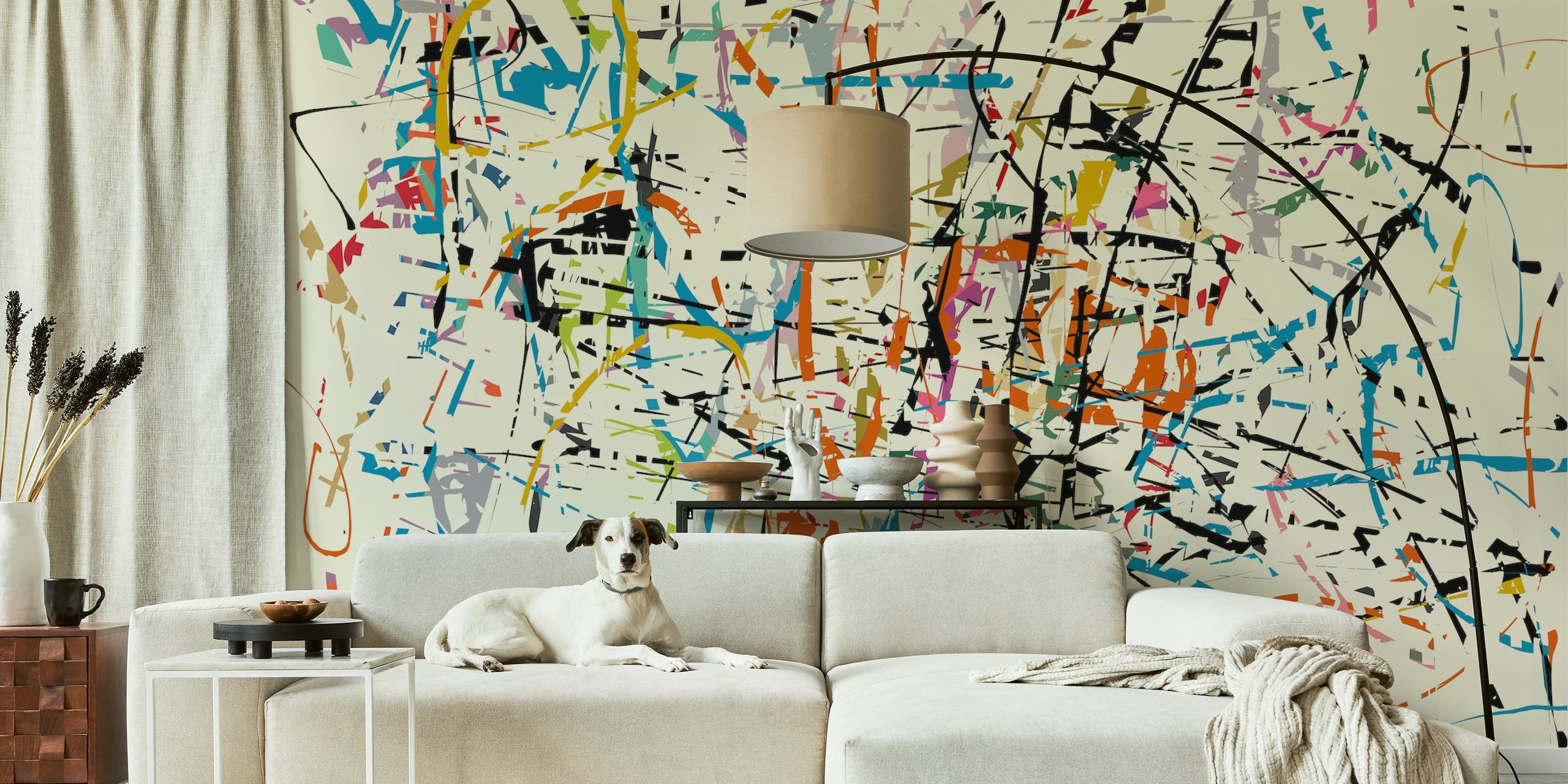 Abstract kleurrijk doodle kunst muurschildering