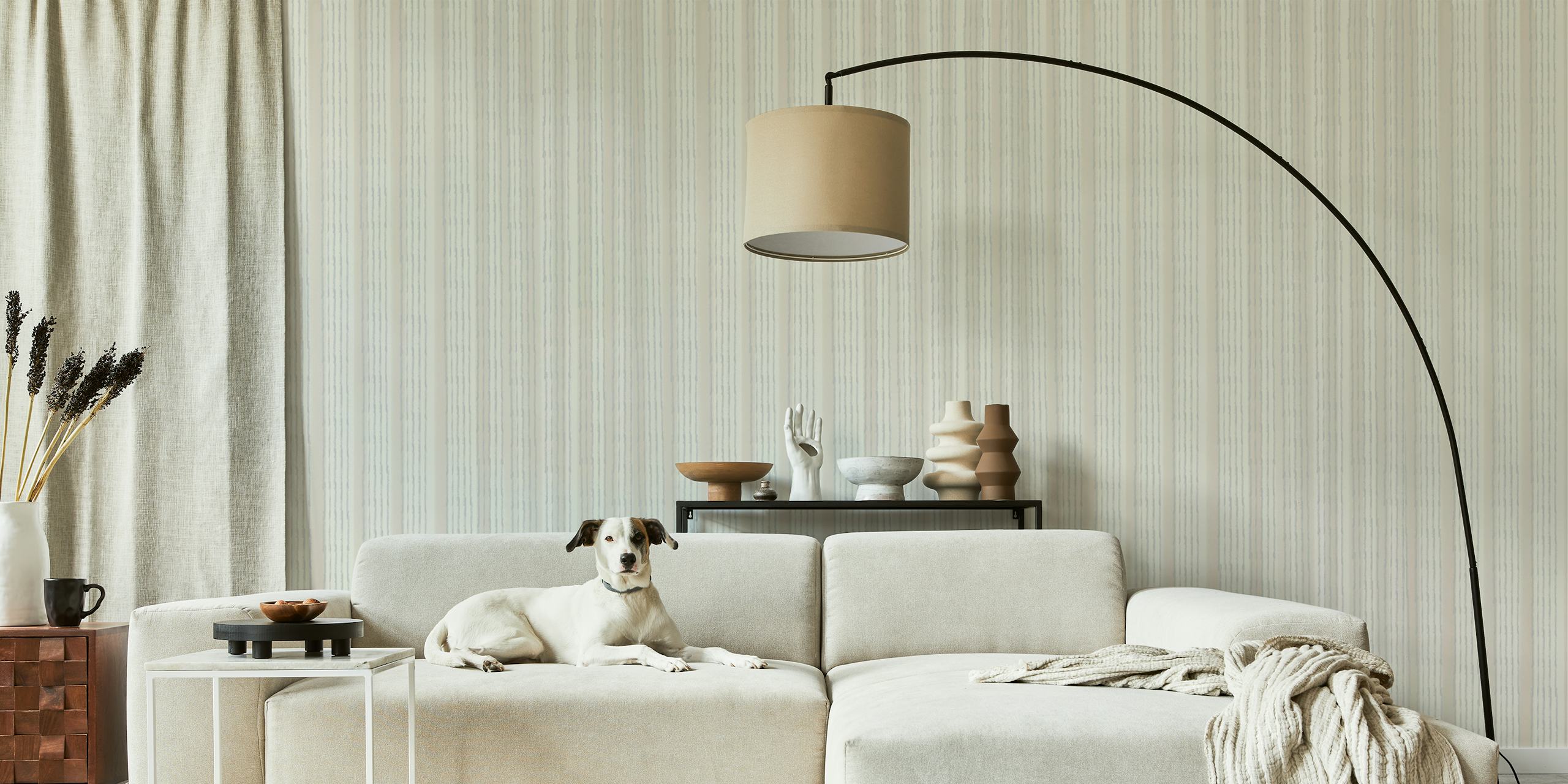 Seventies handbemalte Tapete in einem Zimmer