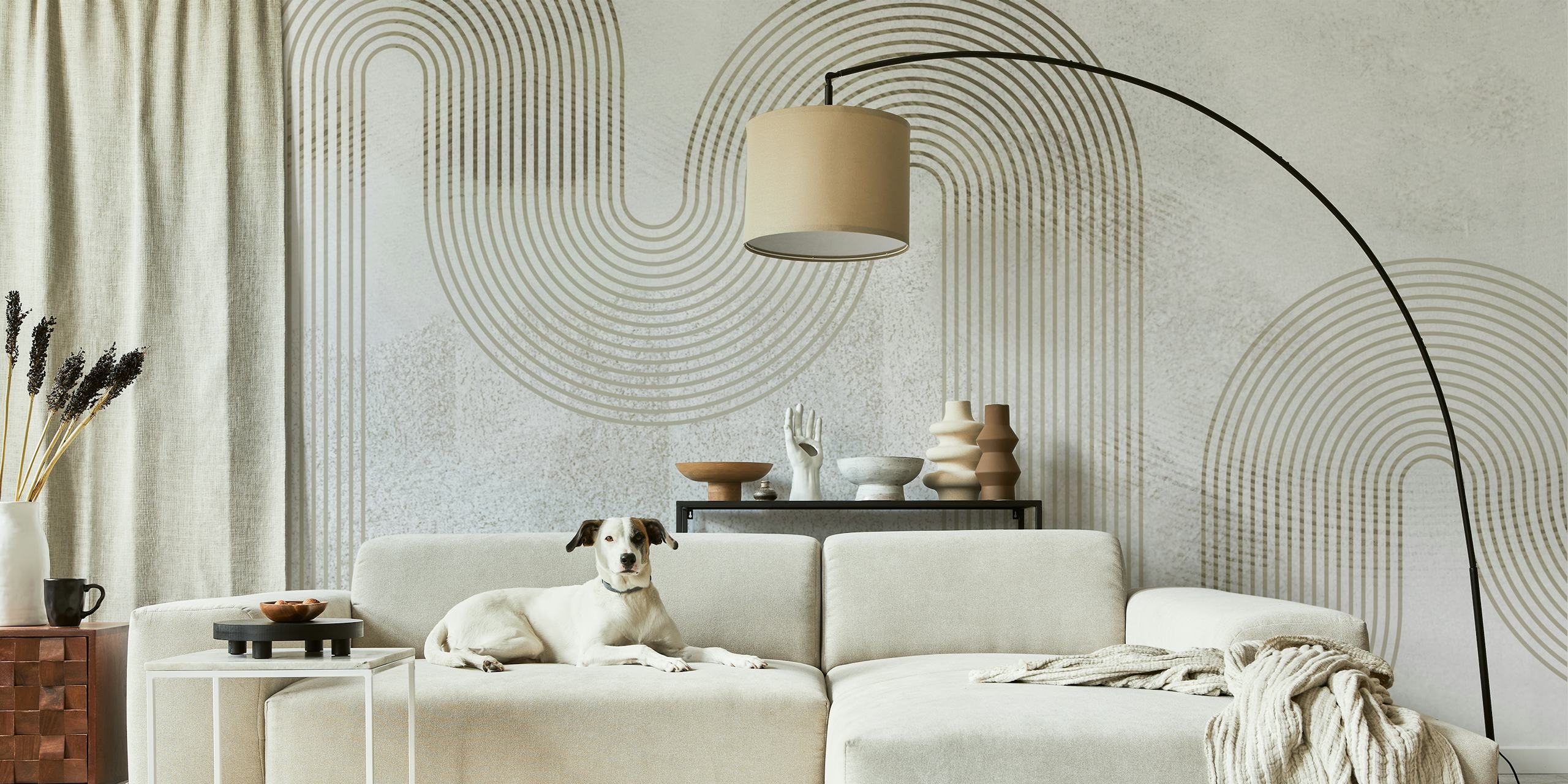 Seventies Japandi Background tapet i et rom