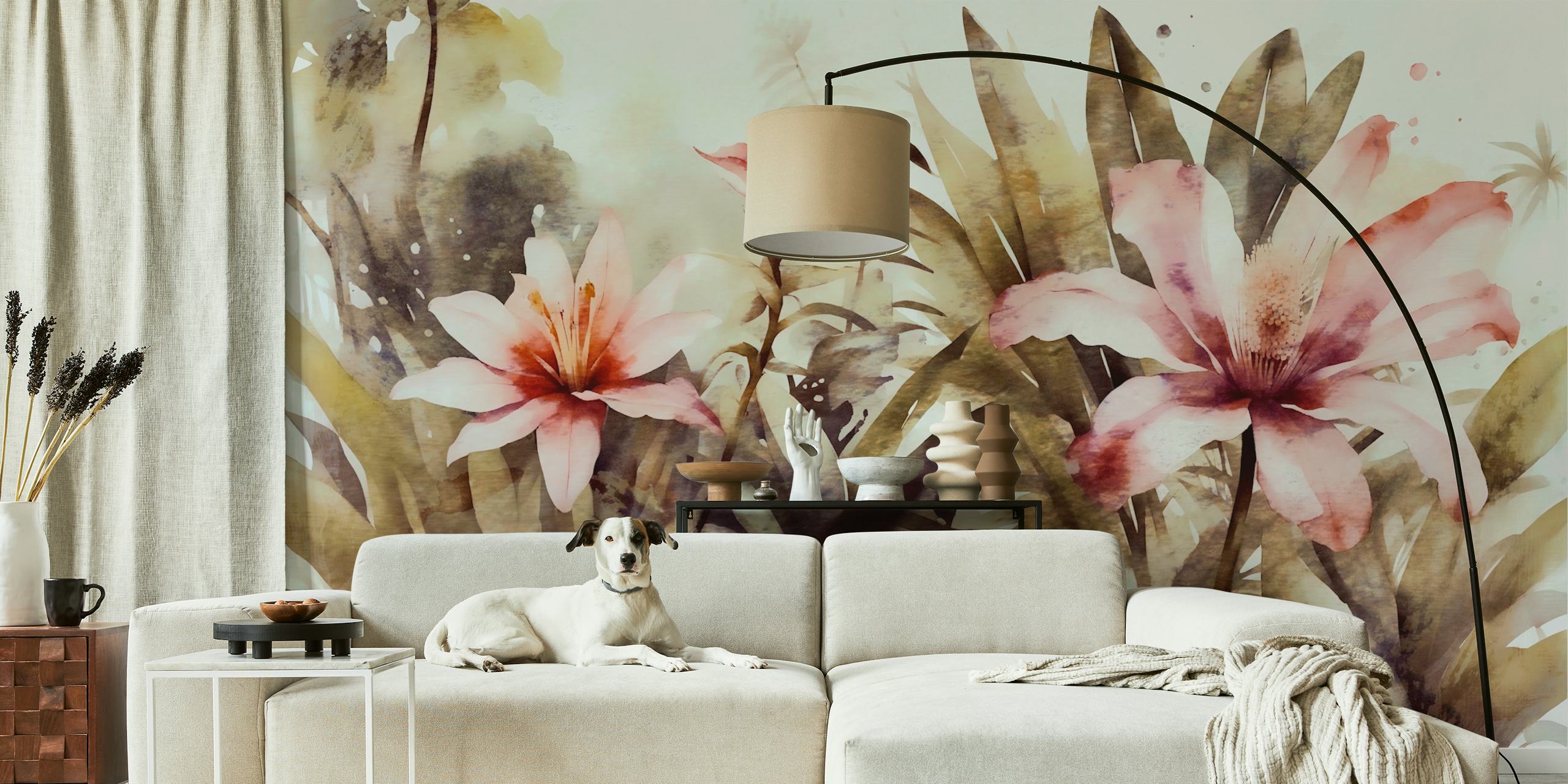 Papel de parede Vintage Jungle Style em um quarto