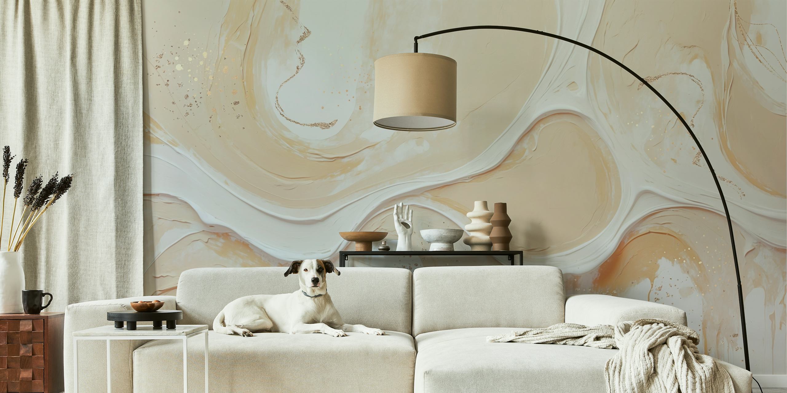 Abstract Wall Beige and Gold design della carta da parati