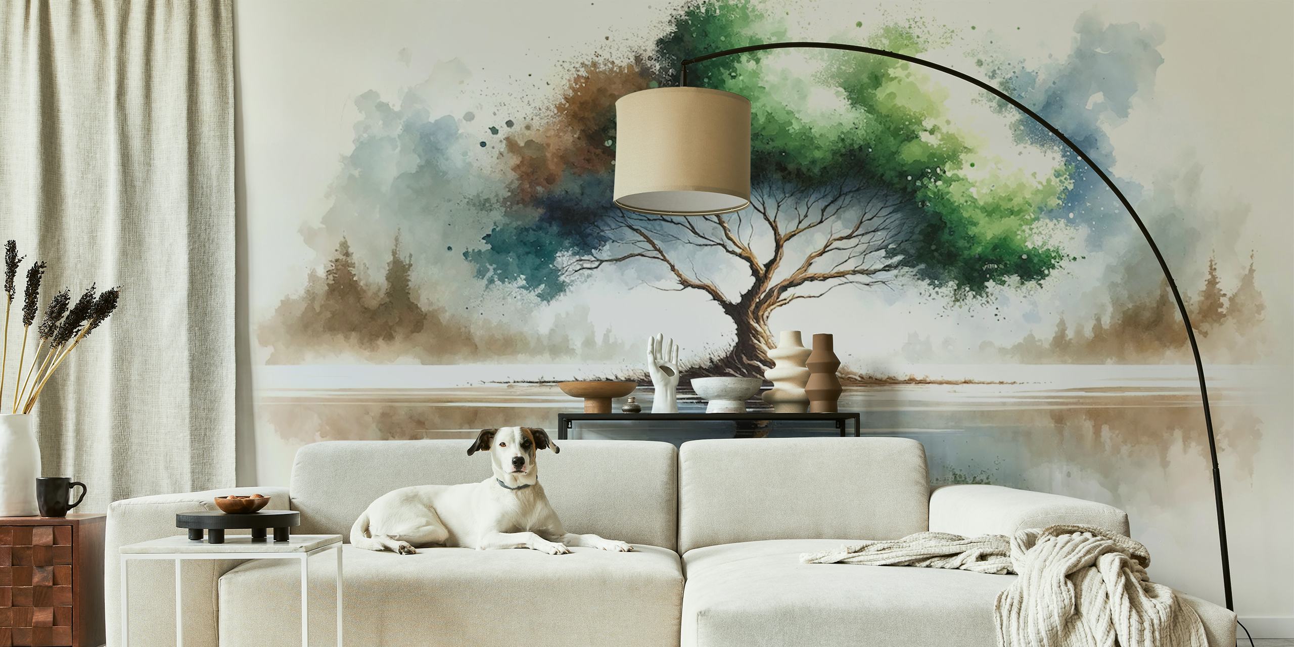 Papel de parede com tema natural e reflexão de árvore