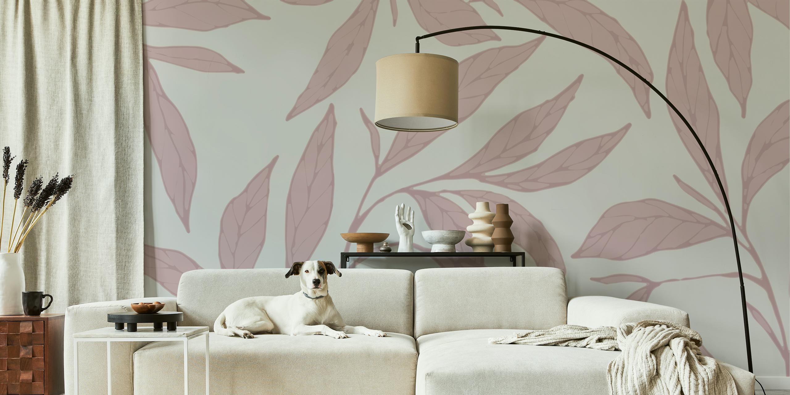 Pink leaves on a light background wallpaper