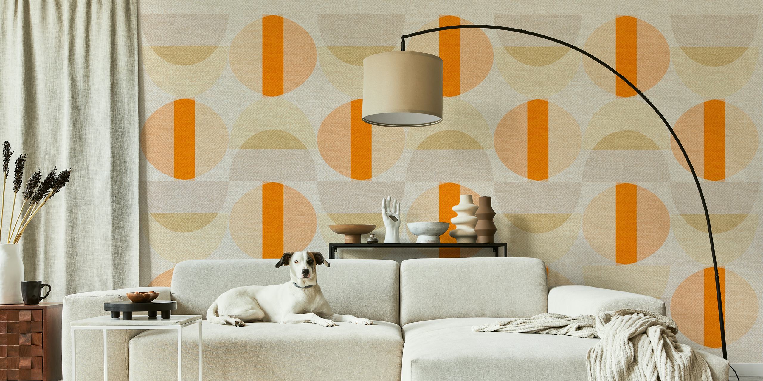 Happy Mid-Century Scandi Geometry wallpaper in a room