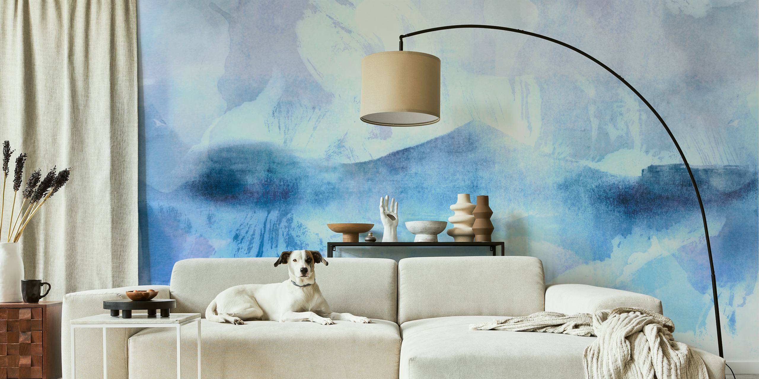 Dreamy Blue Hill wallpaper in a room