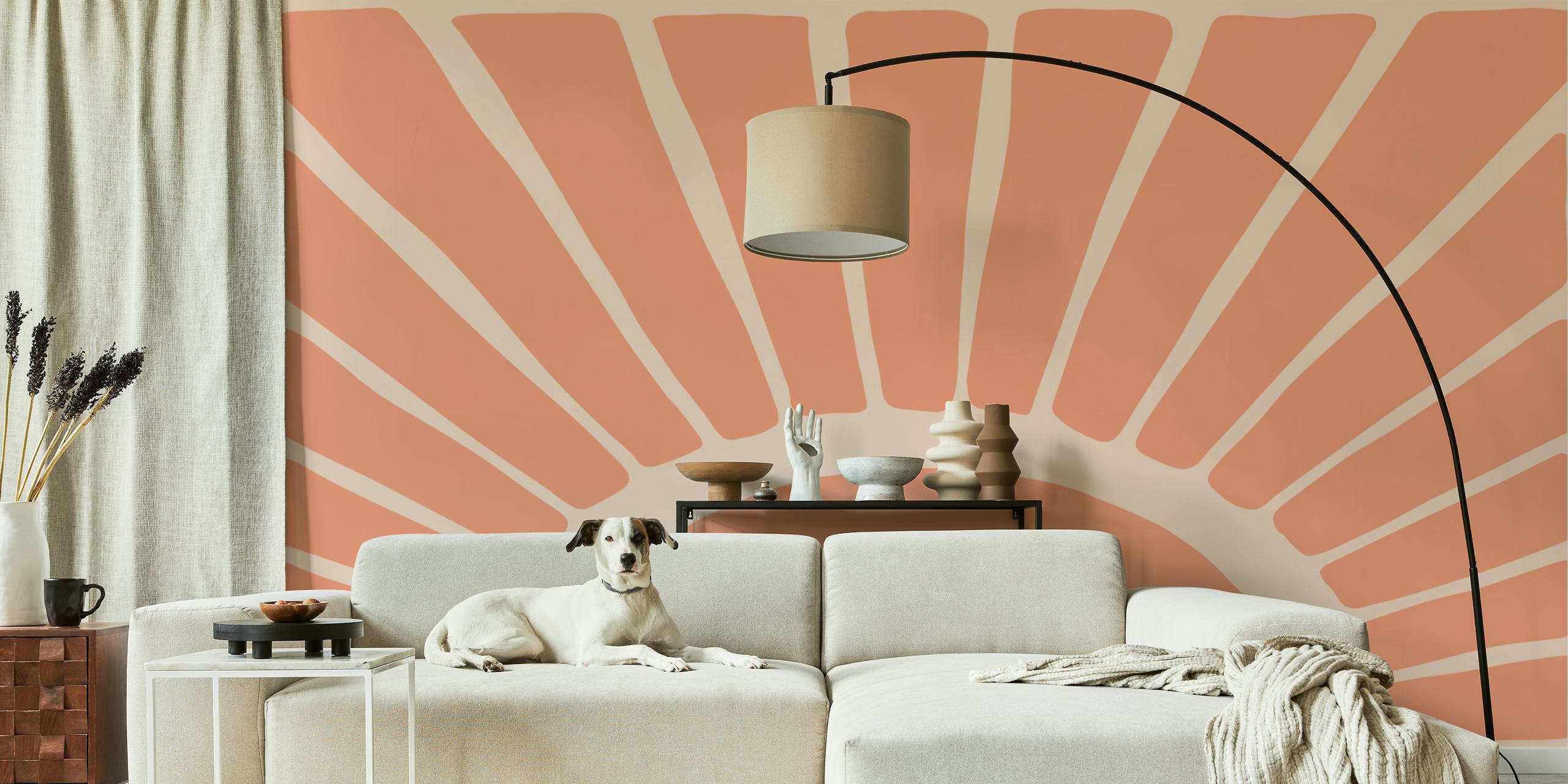 Modern abstract geo cutouts tapet i ett rum