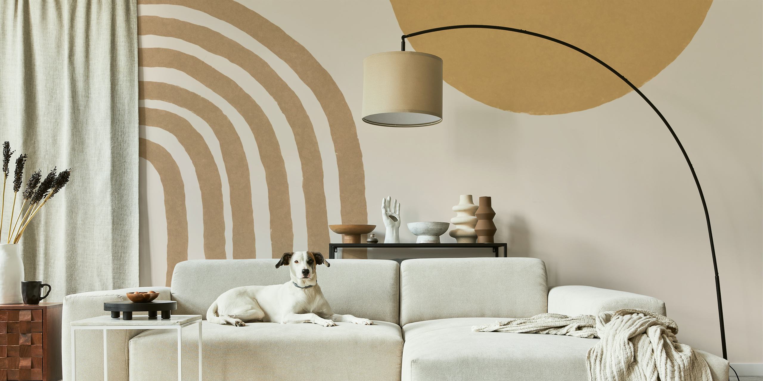 Mid Century Arch Beige Grey v místnosti