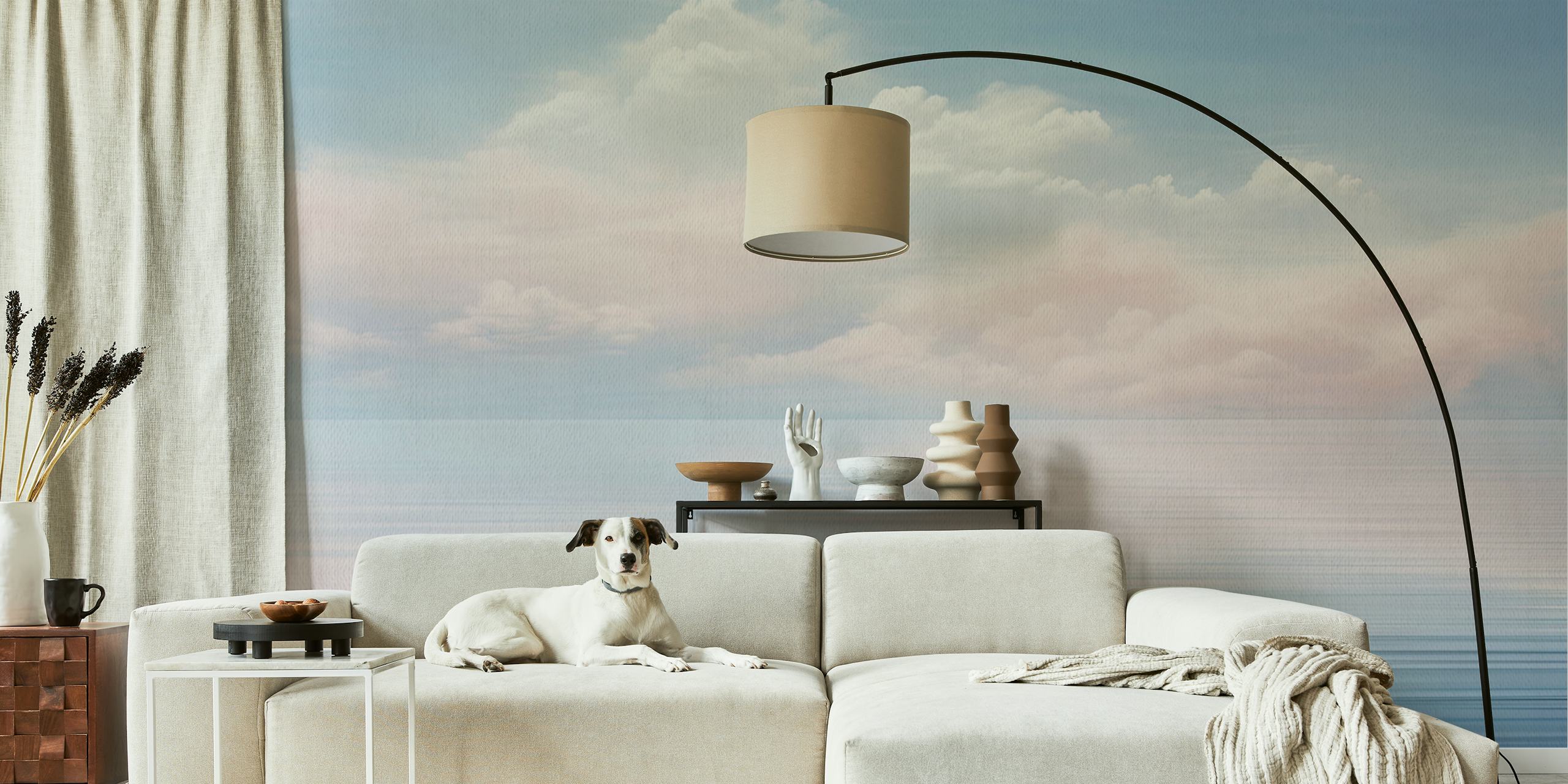 Papel de parede Pastel Bubblegum Sky Watercolor no quarto