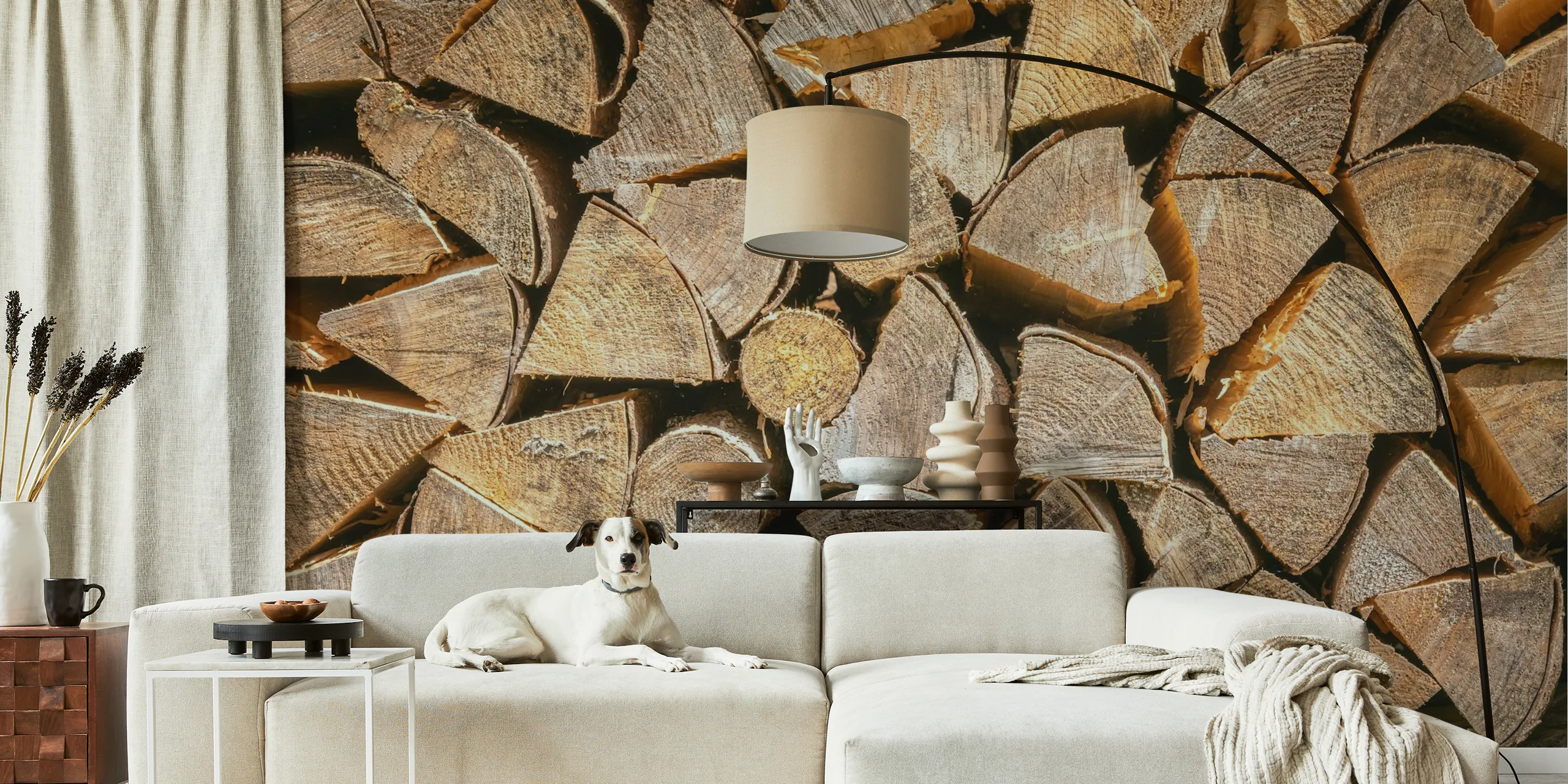 Spring log Stack wallpaper | Happywall