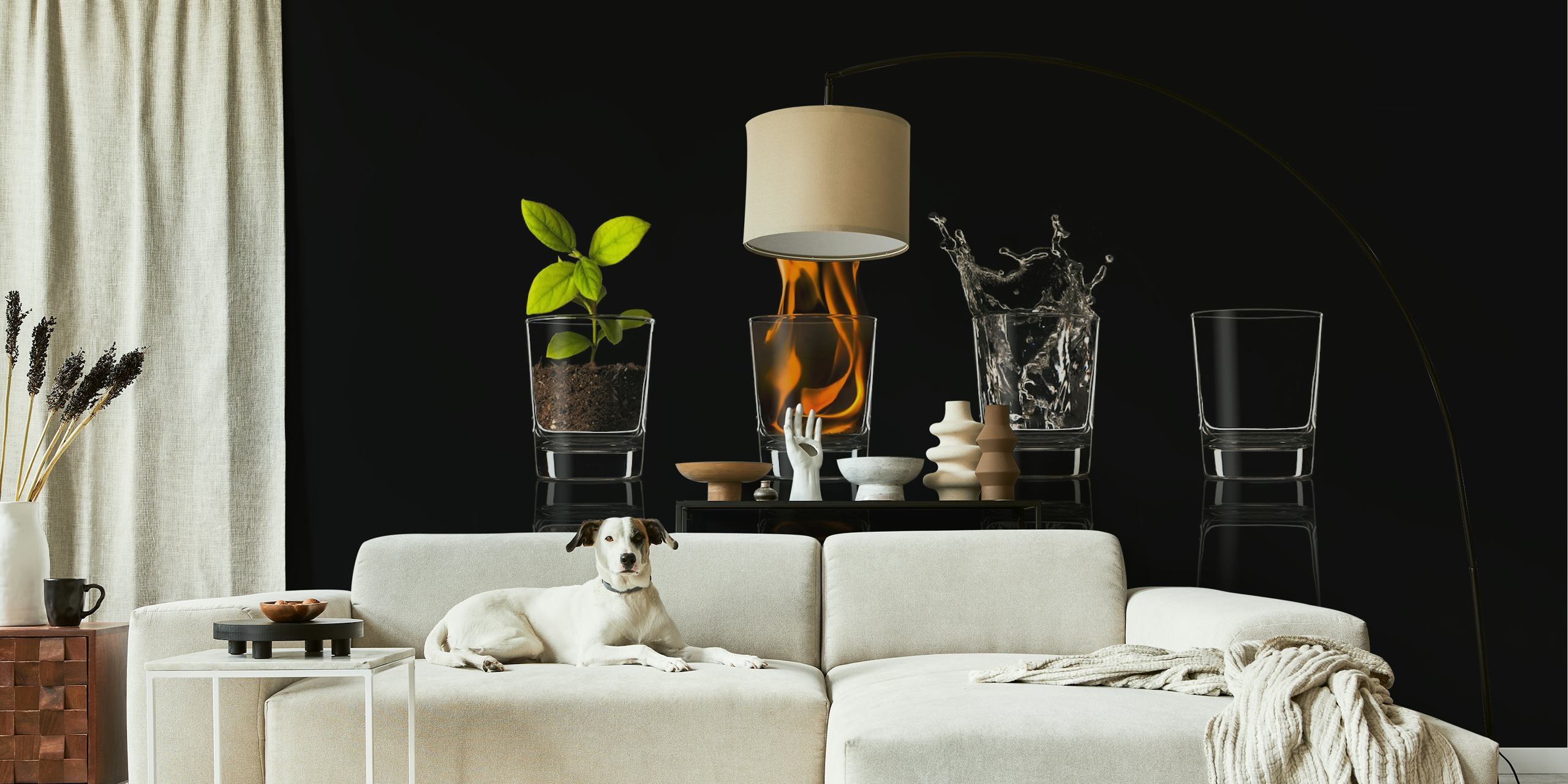Elements wallpaper displayed in a room