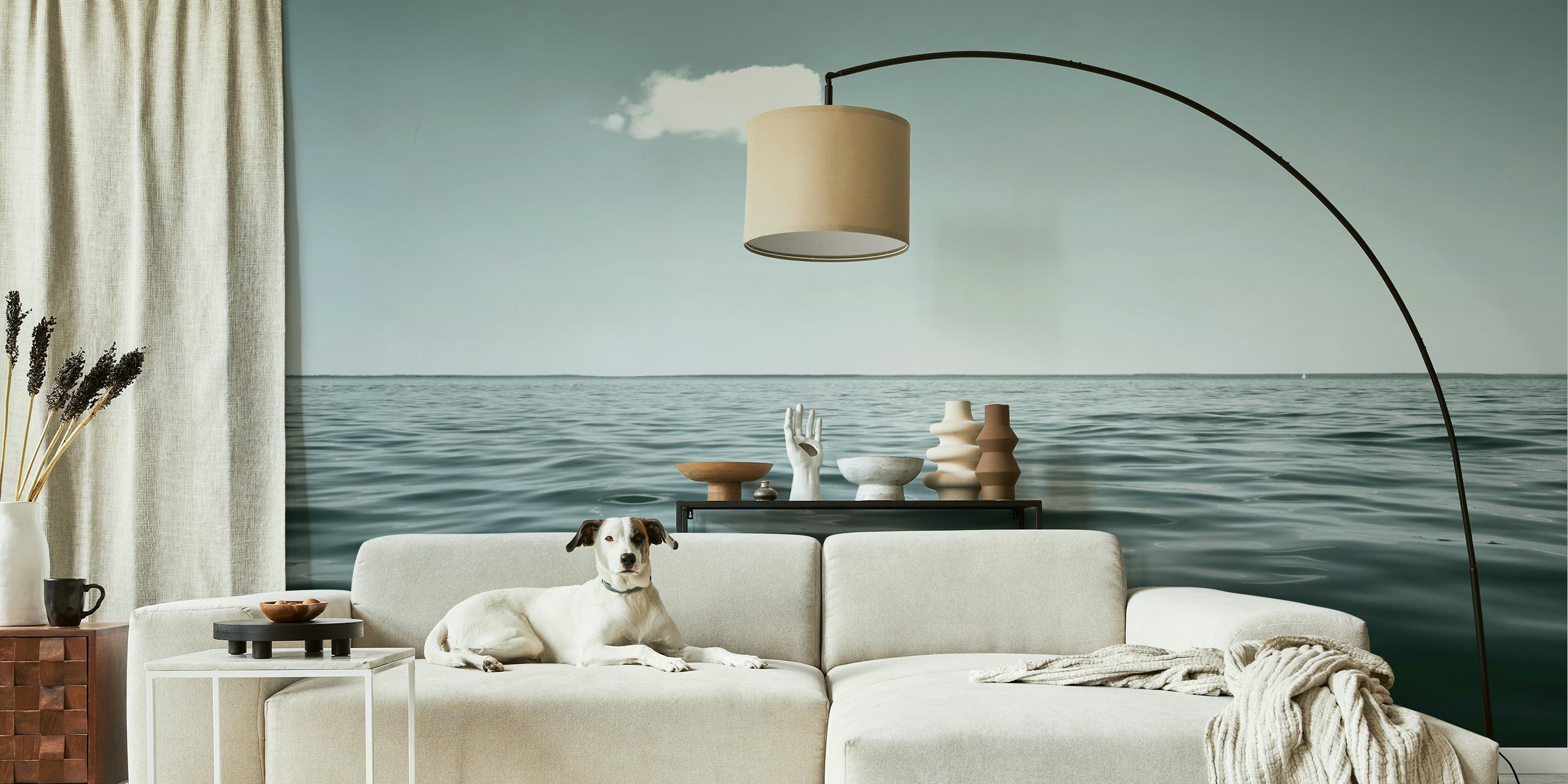 Rustige Meer Scène Wallpaper in de Tentoonstellingsruimte