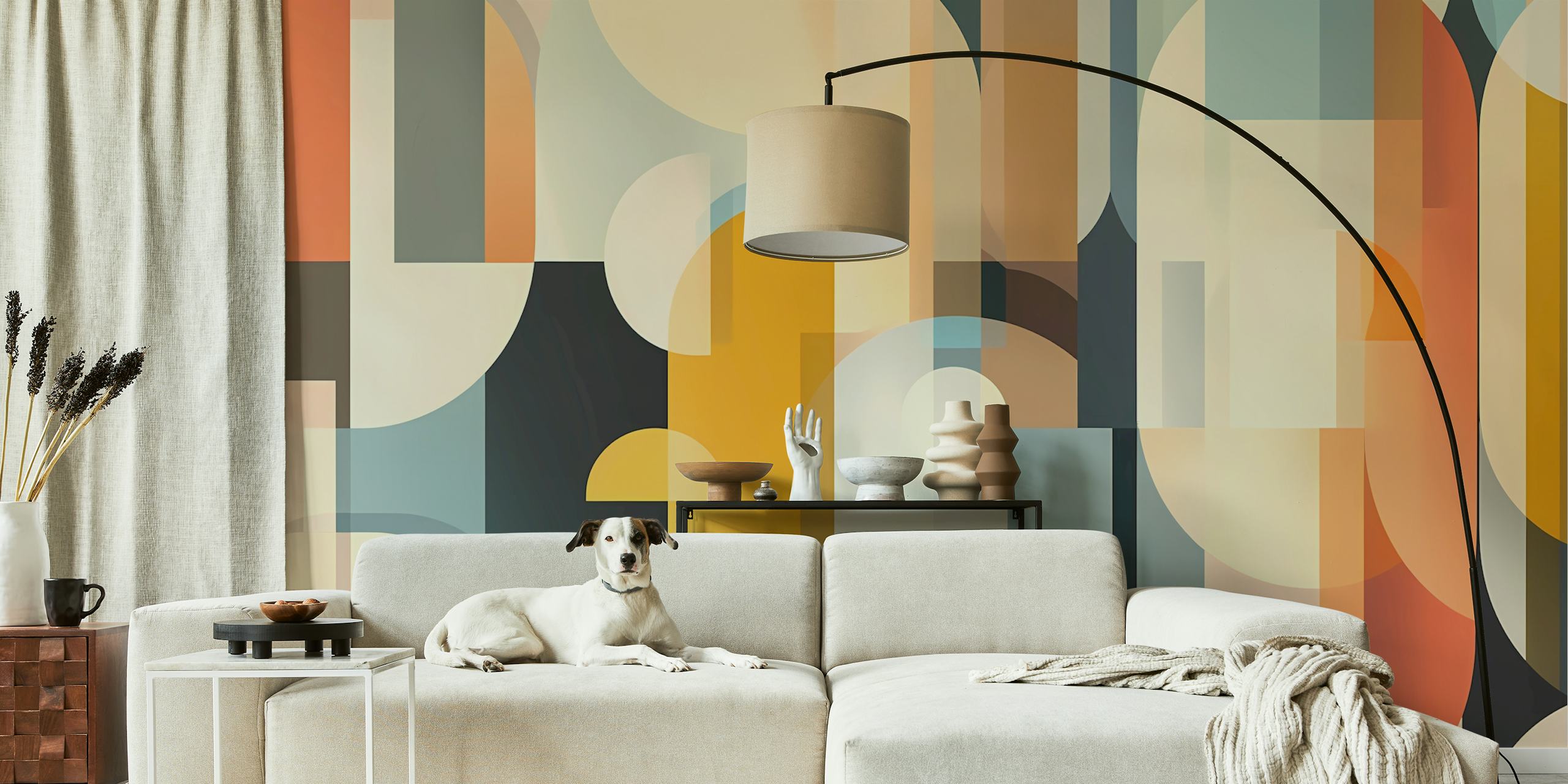 Multicolor geometric shapes in warm tones wallpaper