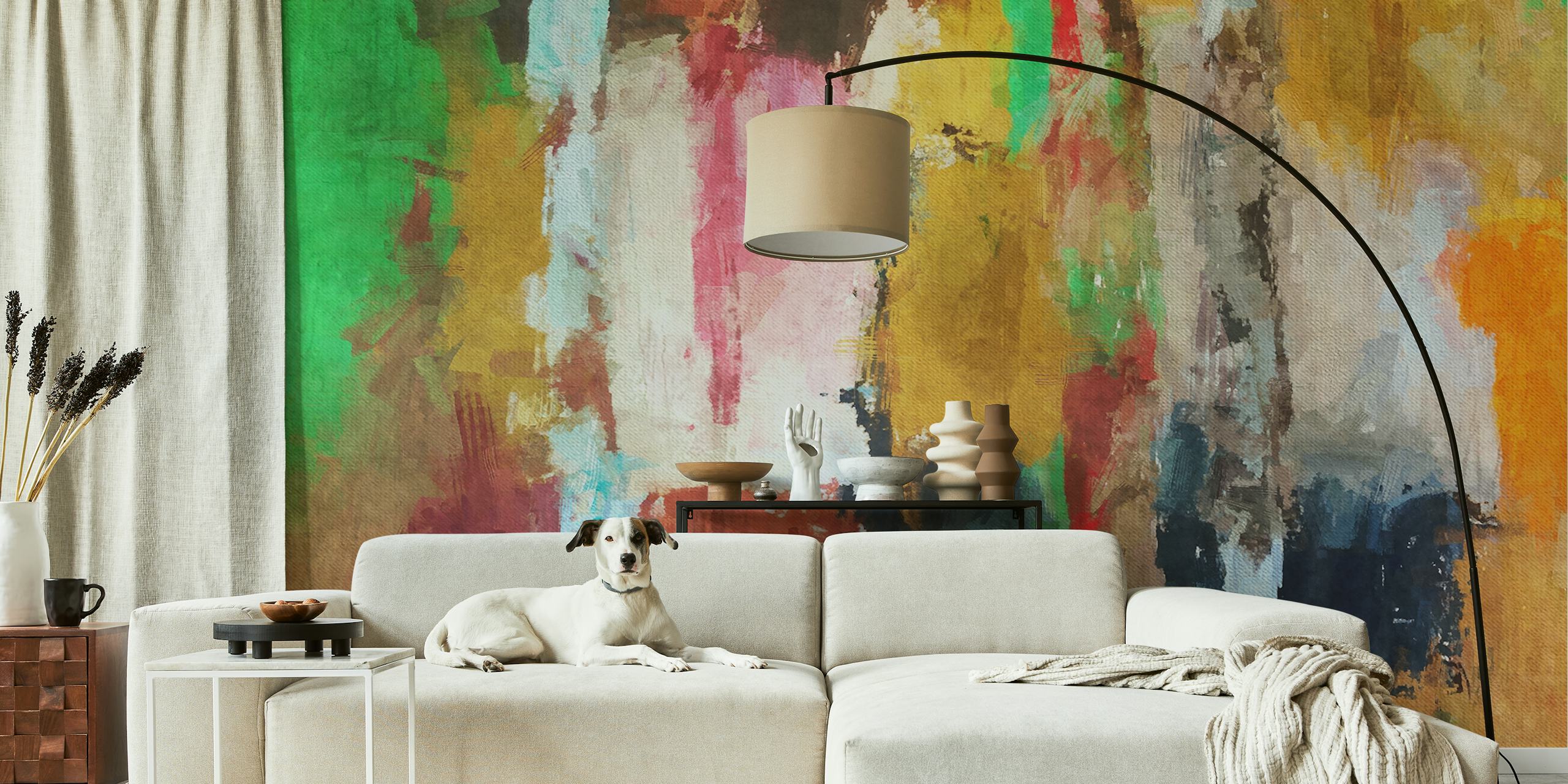 Colorful abstract brushstroke patterns in vibrant shades wallpaper