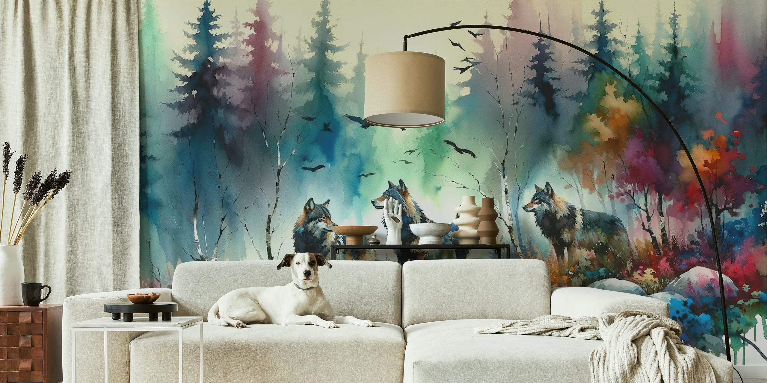 Wilderness Melody the Wolves Tapete in einem Zimmer