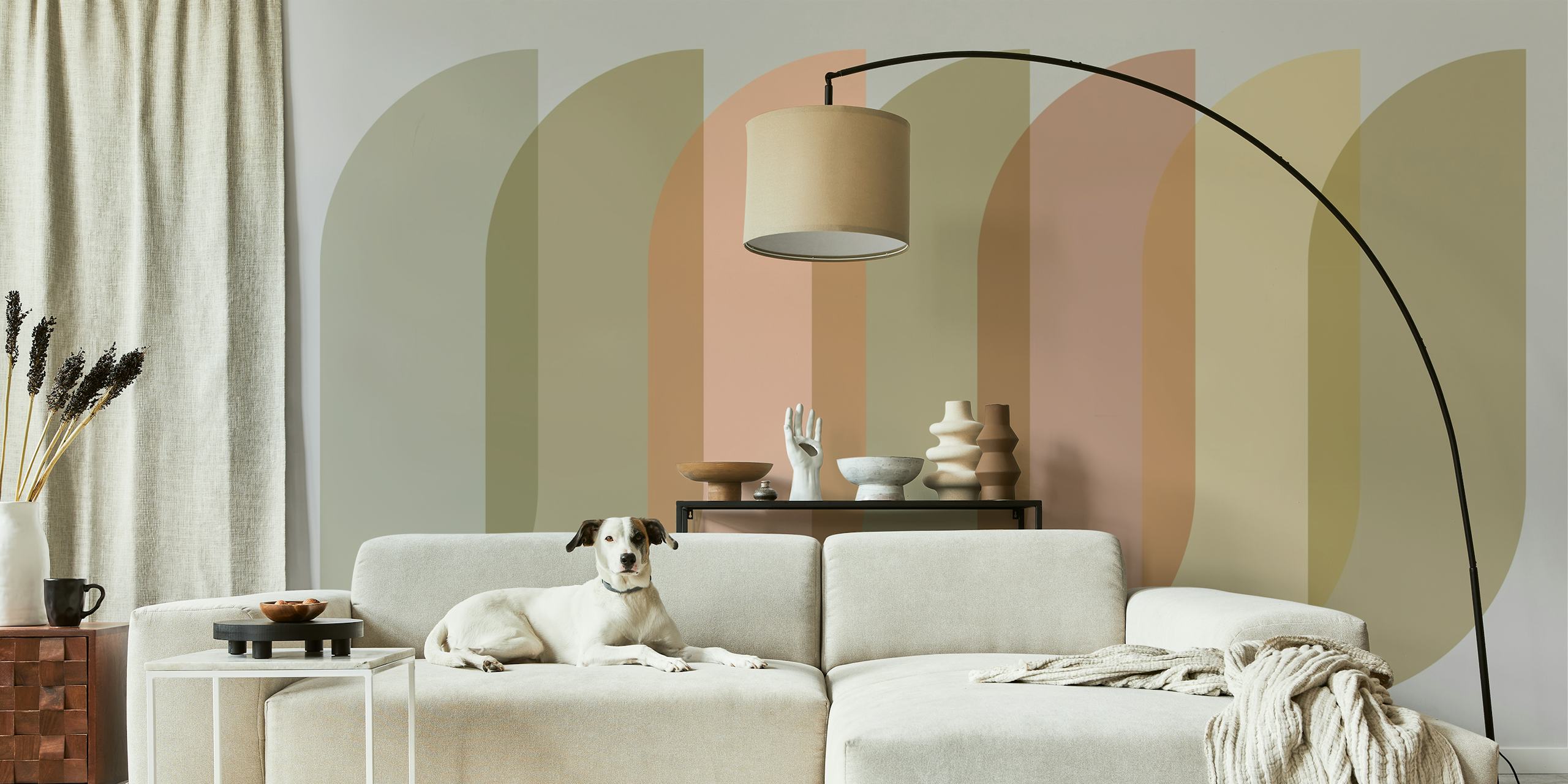 Abstract wallpaper with pastel curves in soft colors