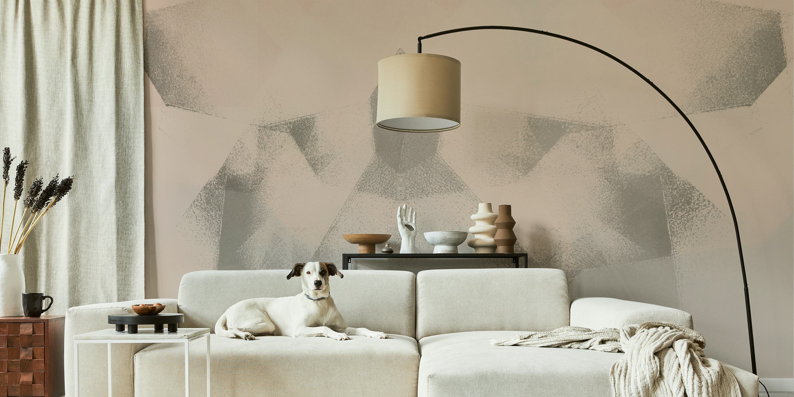 Soft Neutral Geometric tapet i ett rum