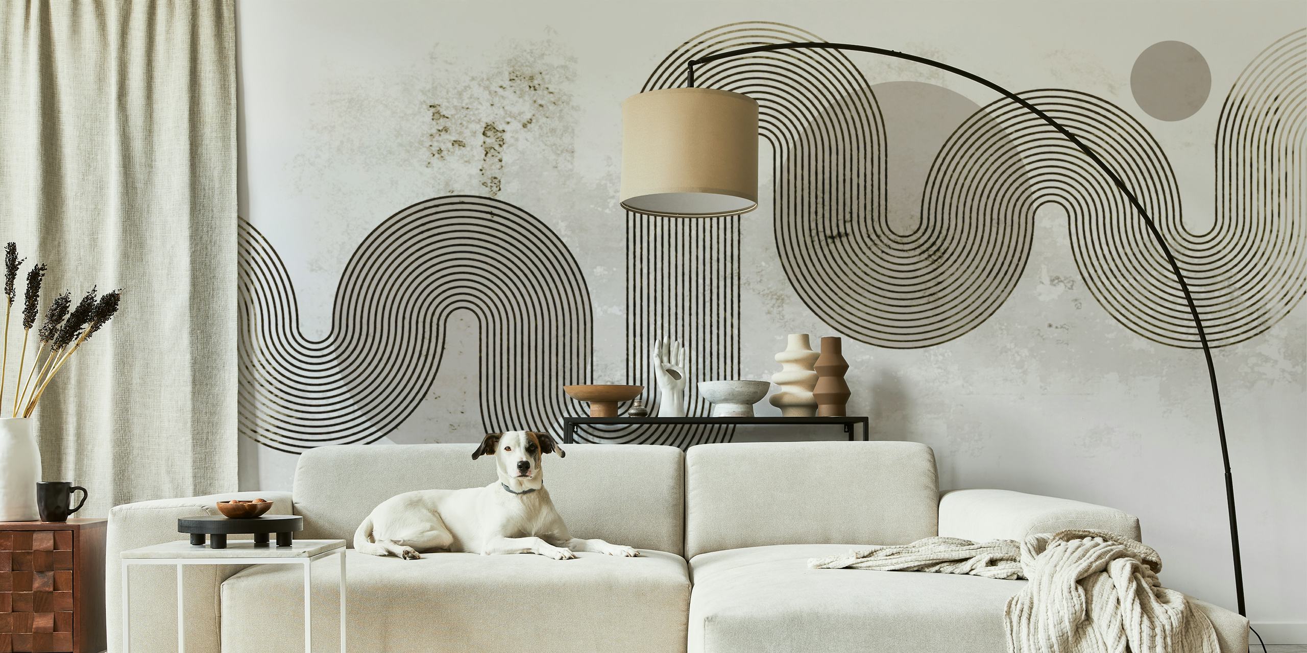 Monochrome Flow Design tapet i ett rum