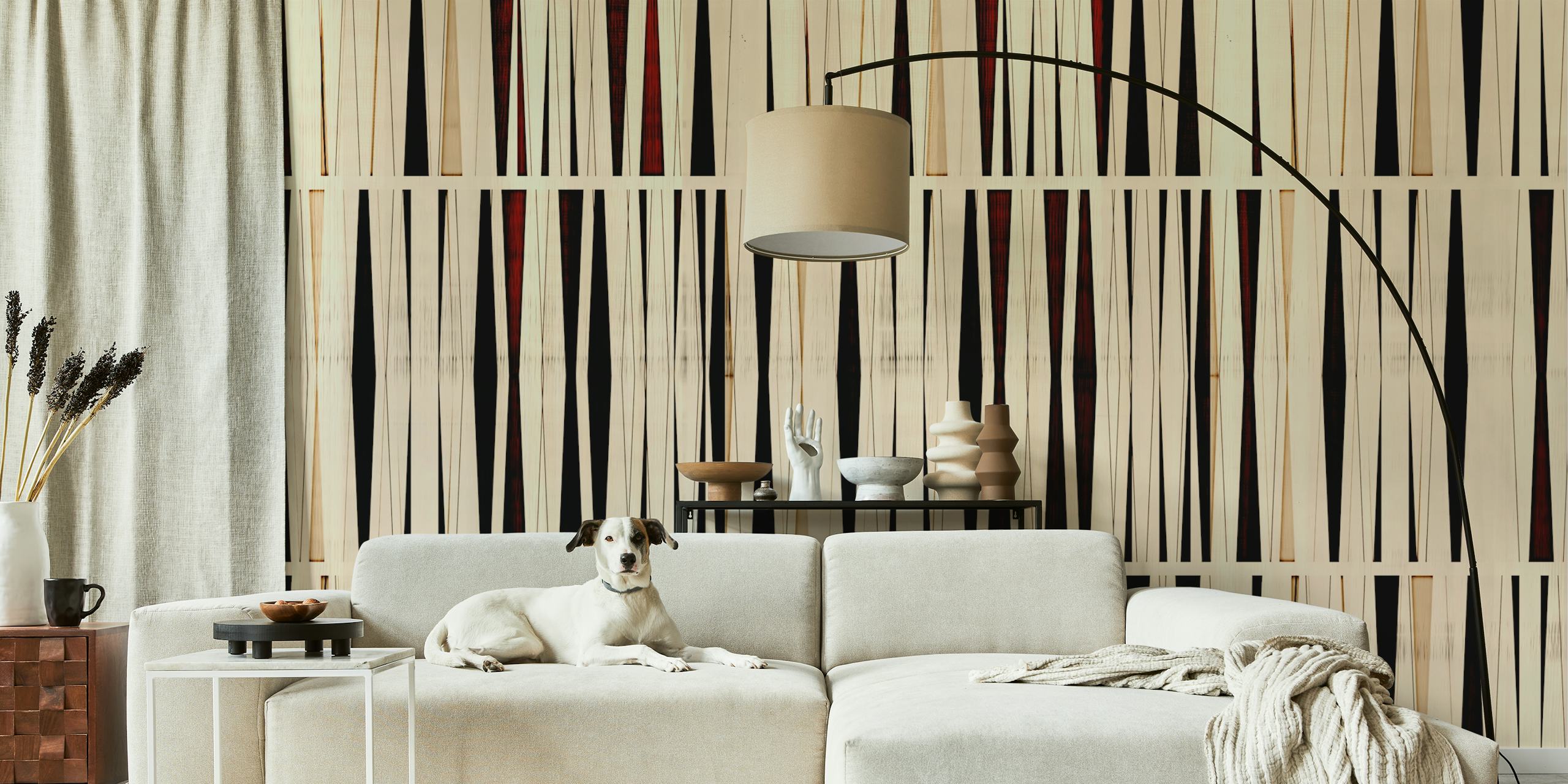 Rustic Wood Stripes wallpaper in a room
