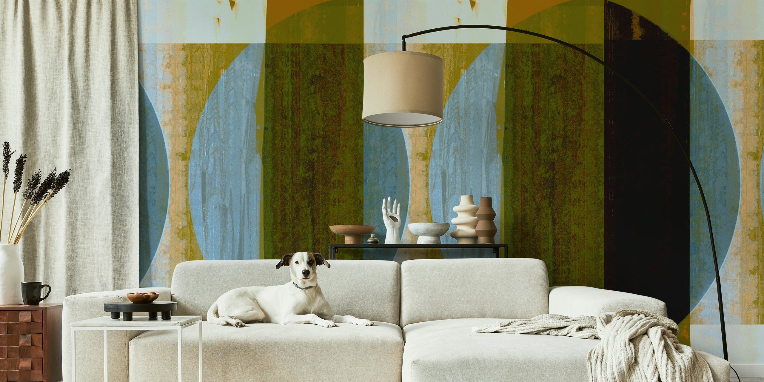 Papel de parede Mid Century Bauhaus Artwork em um quarto