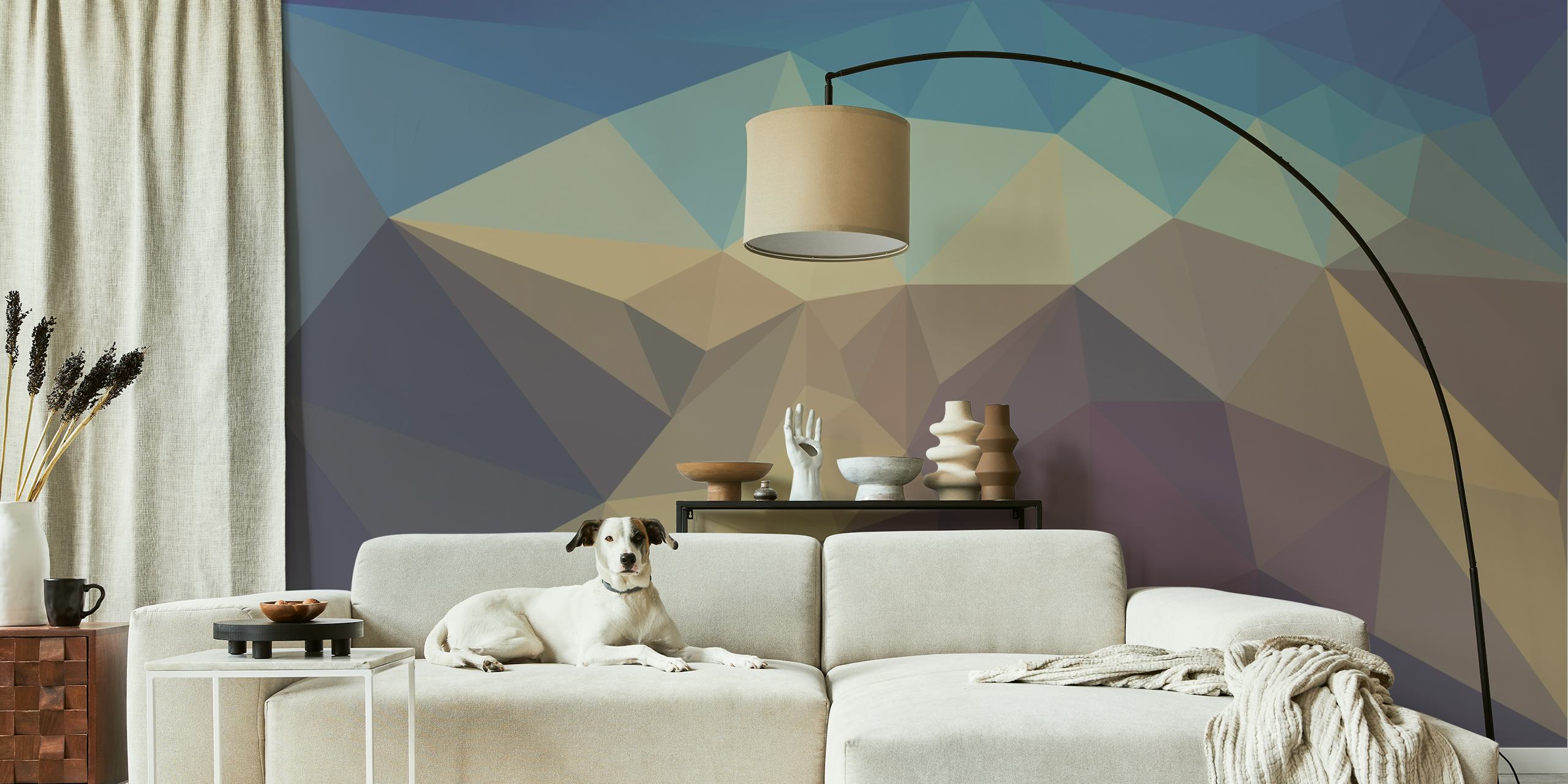 Mountain Mosaic Art wallpaper in a modern room