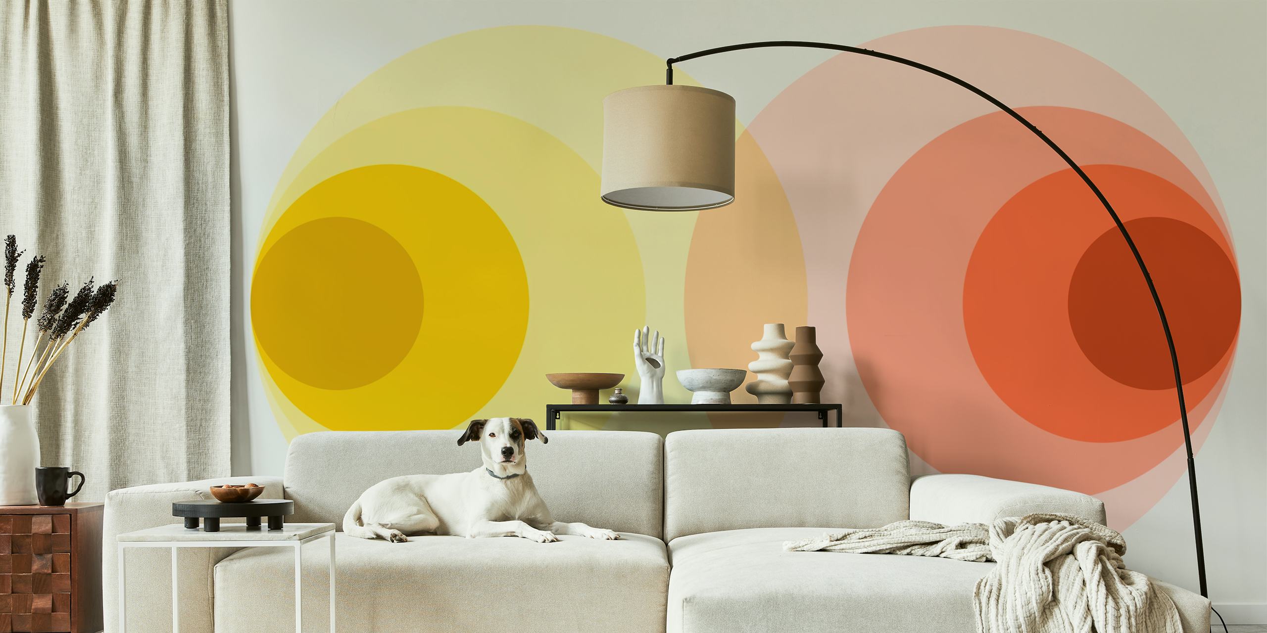 Sunset Hues Abstract wallpaper in a room