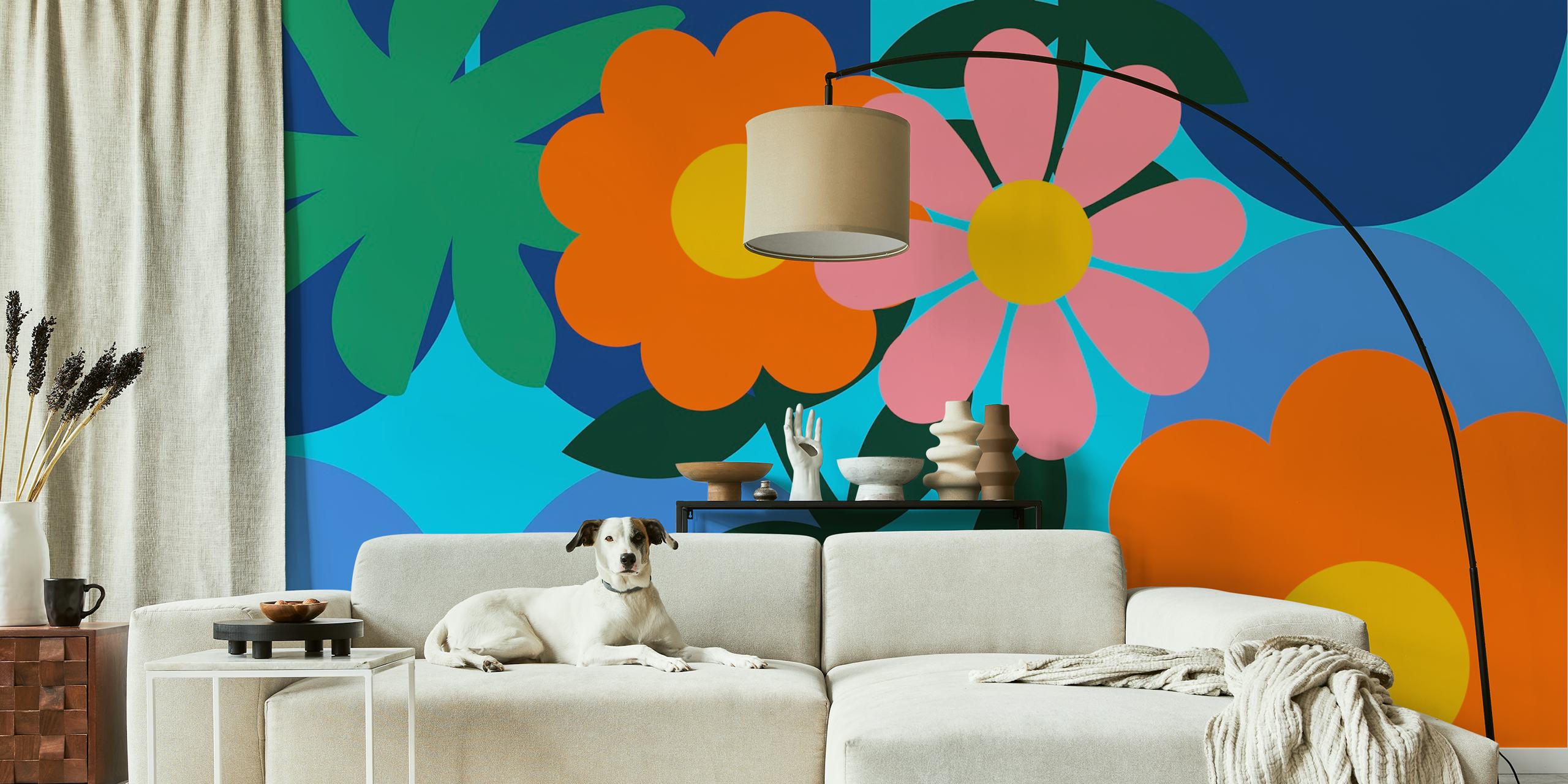 Pop Art Florals wallpaper in a room