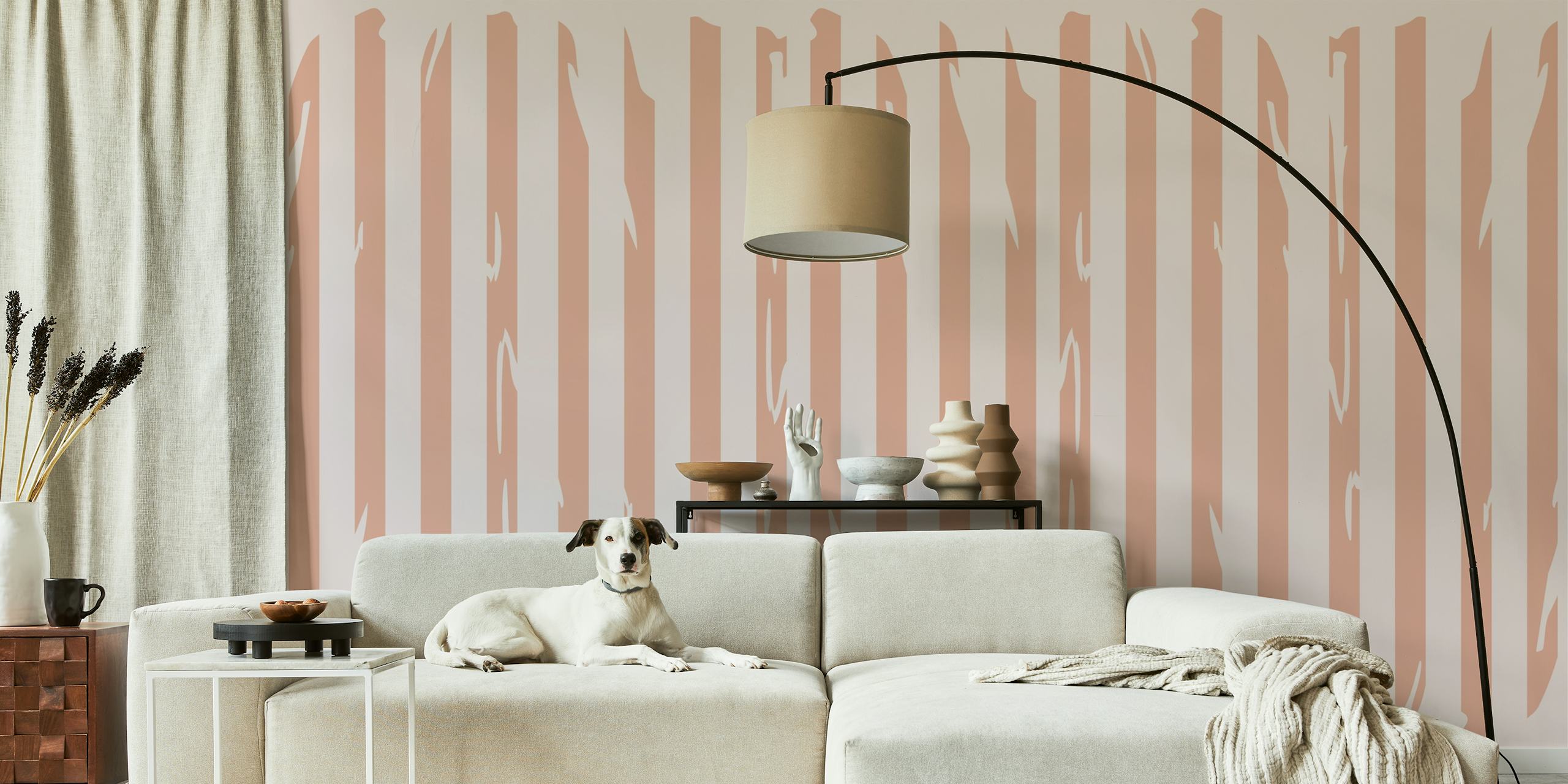 Ταπετσαρία Abstract Wooden Stripes σε ένα δωμάτιο