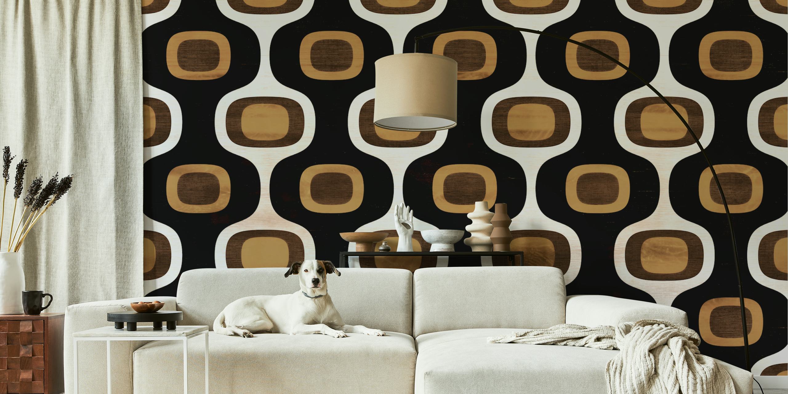 Cozy Seventies Tapete in einem stilvollen Raum