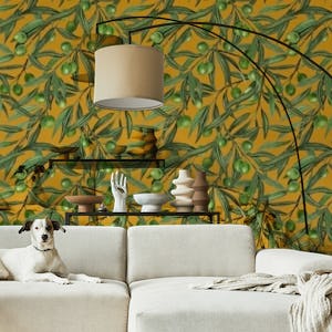 Olive branches on mustard