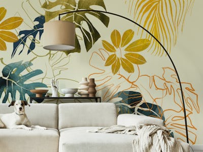 monstera leaves with gold