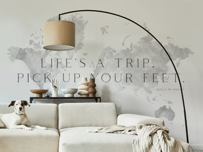 Life is a trip gray world map