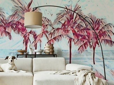Pink Blue Palms Wallpaper