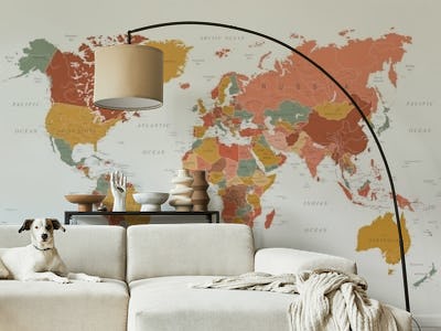 World Map Terracotta Green