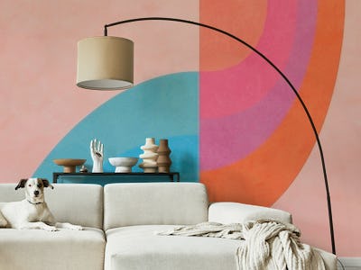 Modern abstract on salmon pink