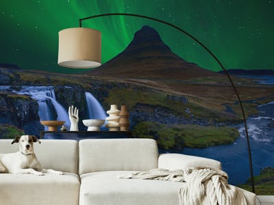 Kirkjufell Under a boreal green sky