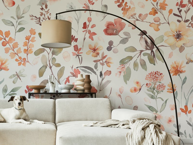 Free spirit large watercolor floral on beige