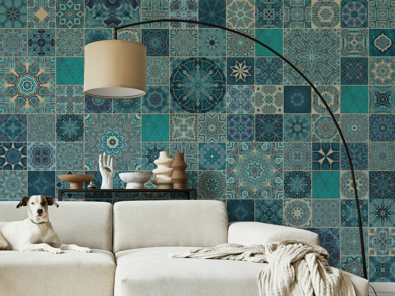 Azulejo Tiles Teal Gold