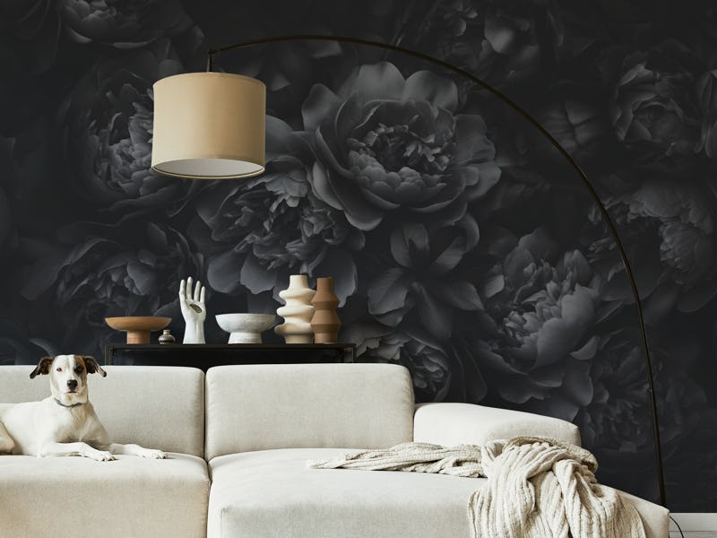 Opulent Flowers Black Grey