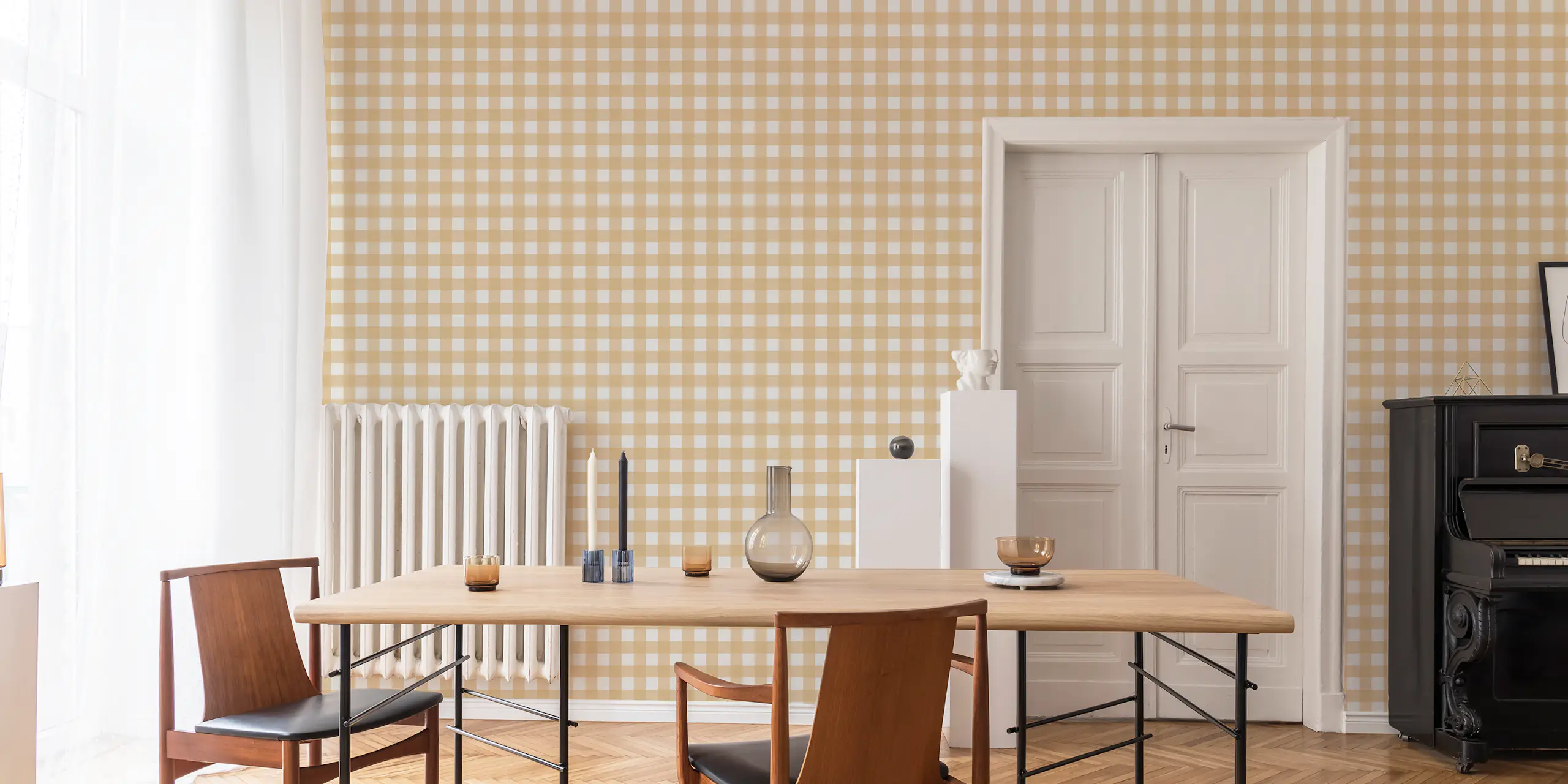 Soft Mustard Checker Vichy Wallpaper