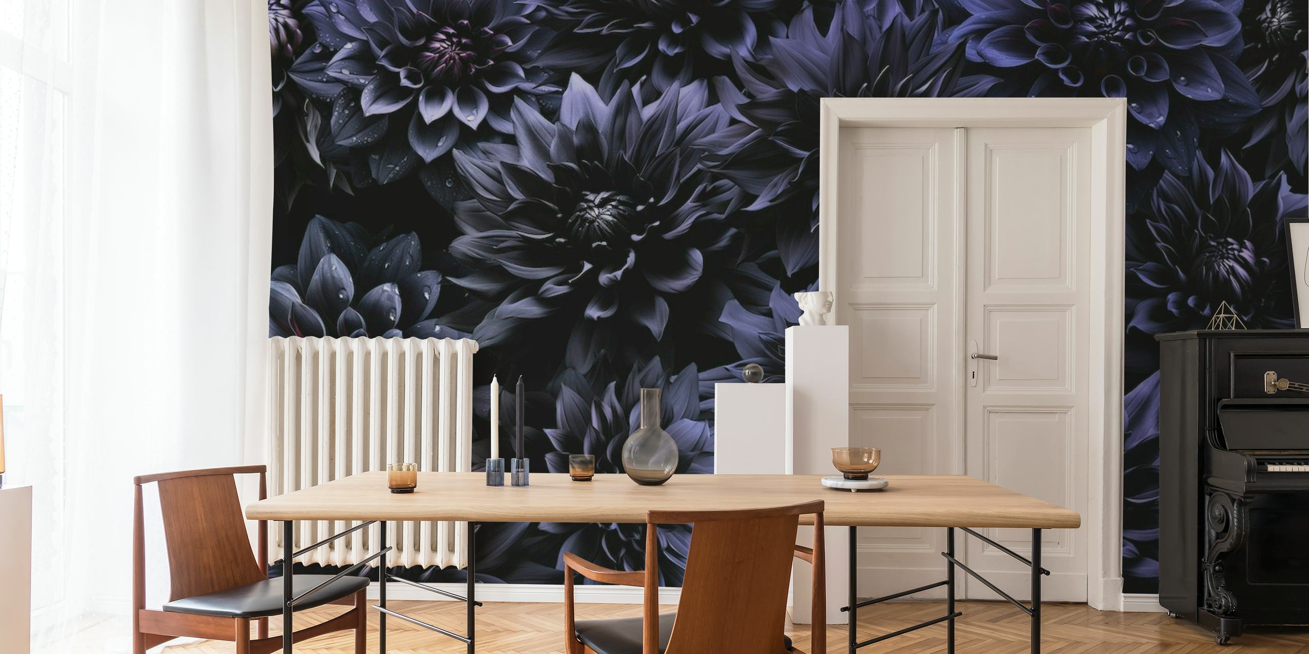 Blue Mystic Gothic Flower Night Garden wallpaper - Free shipping ...