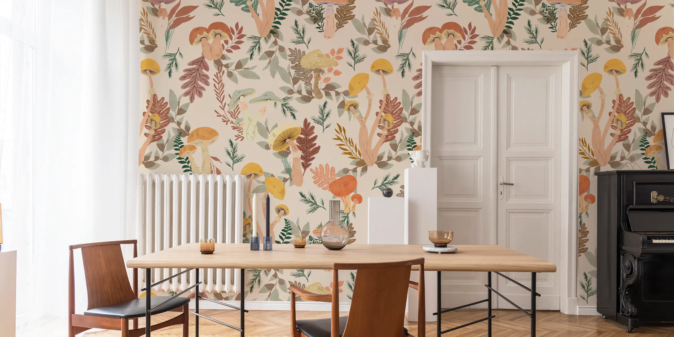 Colorful Wild Mushrooms Wall Mural | Enchanting Forest Wallpaper