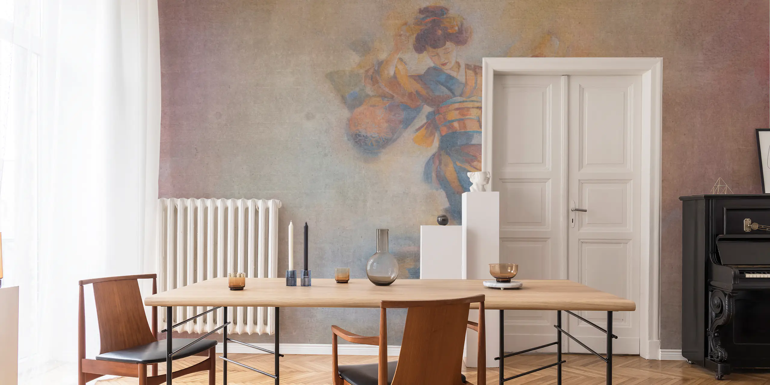 Japanese Geisha Vintage Watercolor Mural | happywall.com